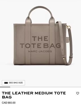 Marc Jacobs Leather Medium Tote Bag — Taupe Gray